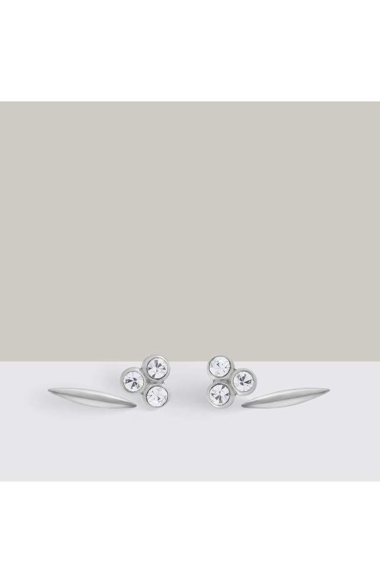 Reiss Mira Micro Set of 2 Stud Earrings, Alternate, color, Silver Tone/ Clear Crystal