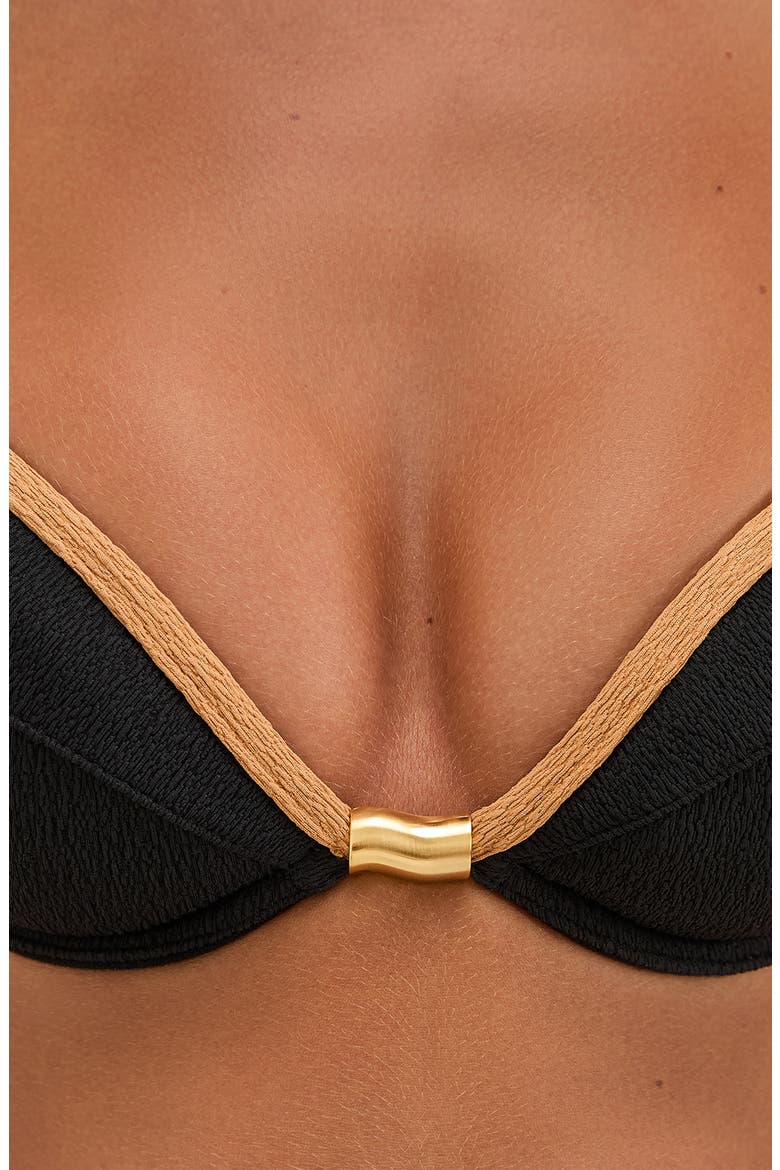 Firenze Lily Lais Bikini Top, Alternate, color, BLACK