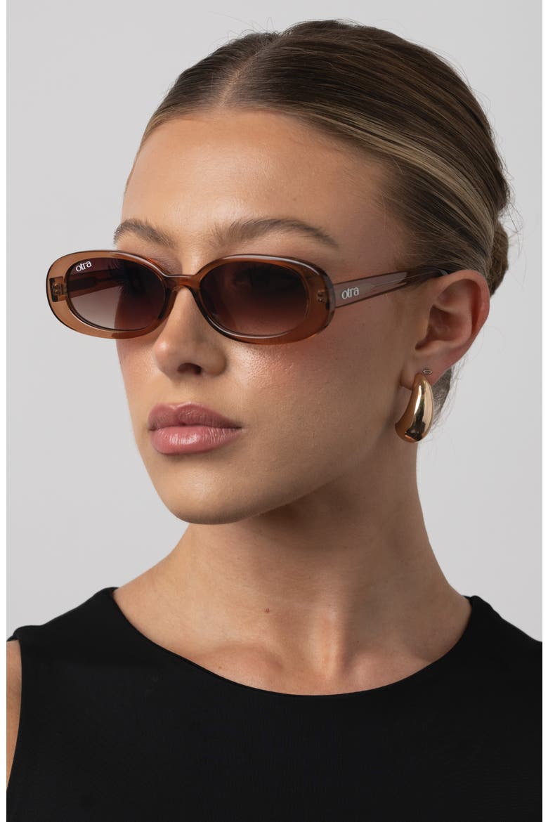 Gina Oval Sunglasses, Alternate, color, TRANS COFFEE/ BROWN