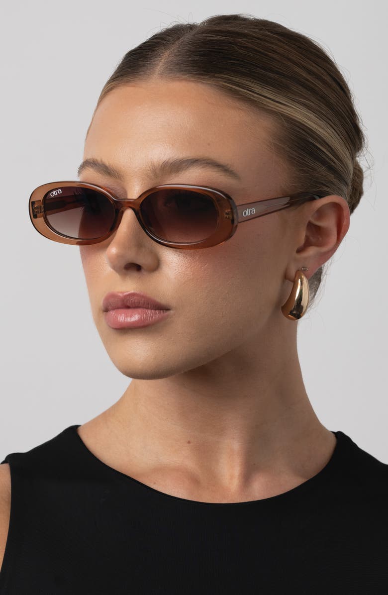 OTRA EYEWEAR Gina Oval Sunglasses, Alternate, color, Trans Coffee/ Brown