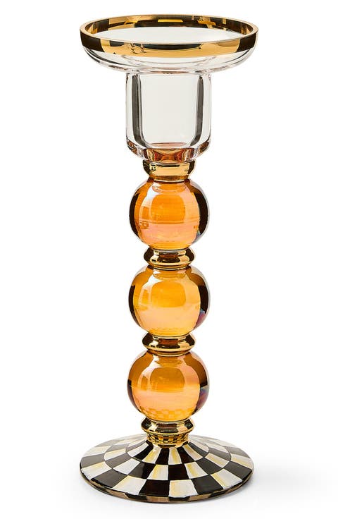 Courtly Check Large Glass Candleholder