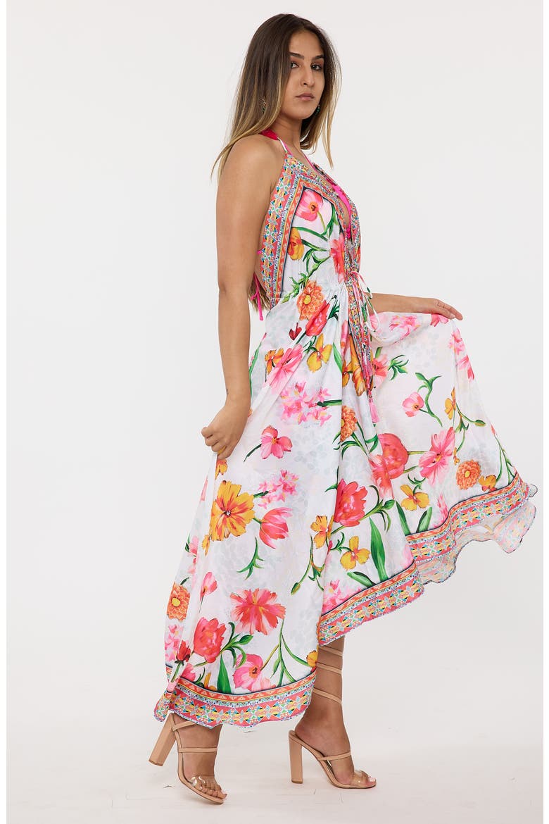 Floral Halter Dress, Alternate, color, WHITE
