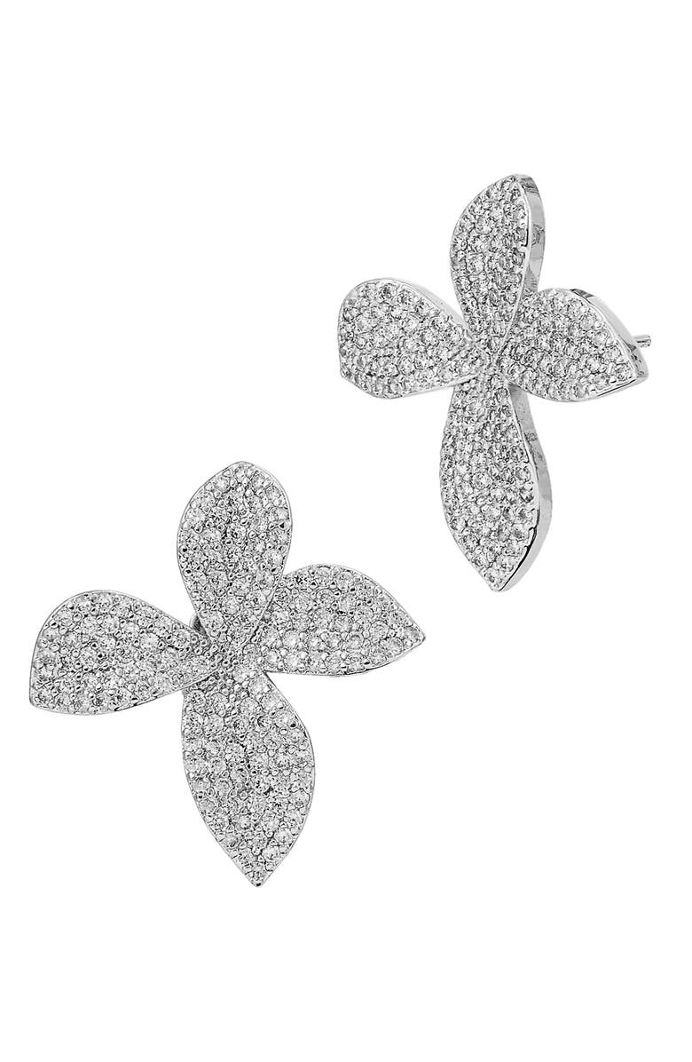 SAVVY CIE JEWELS Large Prime Rose Pavé Stud Earrings, Main, color, 