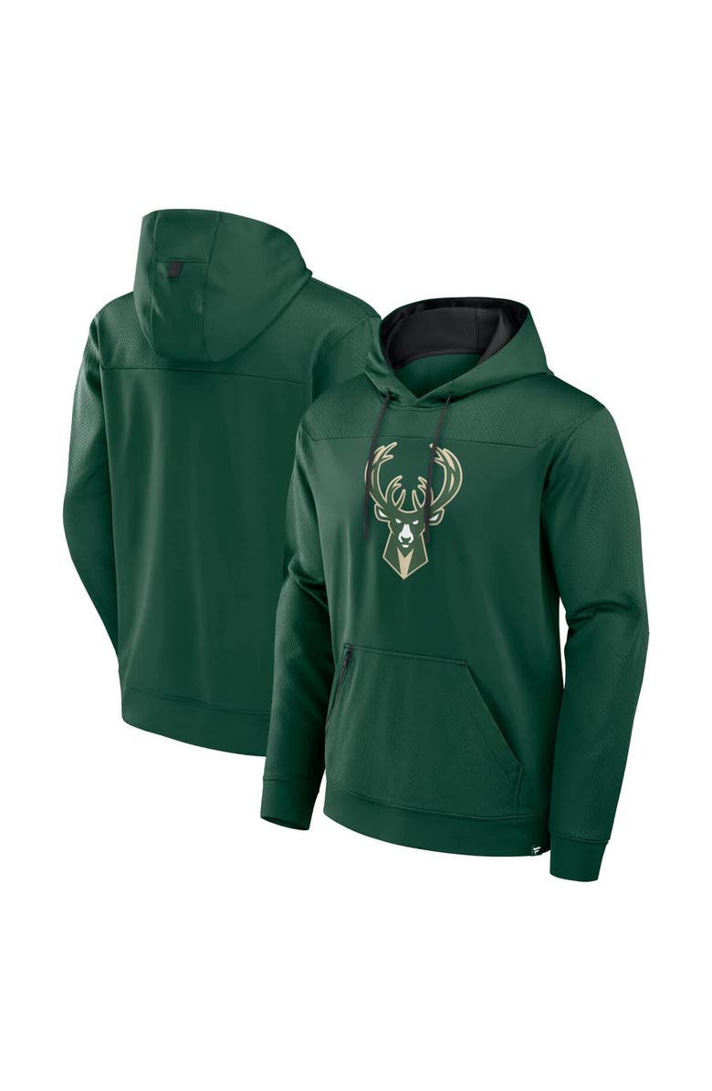 FANATICS Men's Fanatics Hunter Green Milwaukee Bucks Reserve Defender Pullover Hoodie, Main, color,