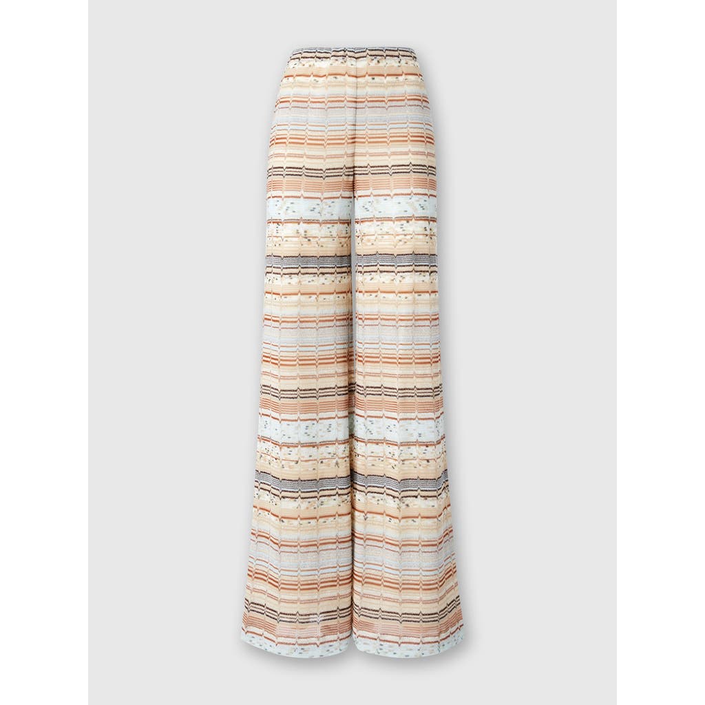 Missoni Palazzo-hose Aus Viskose Und Baumwolle Mit Lamé-zickzack-bund In Multicoloured