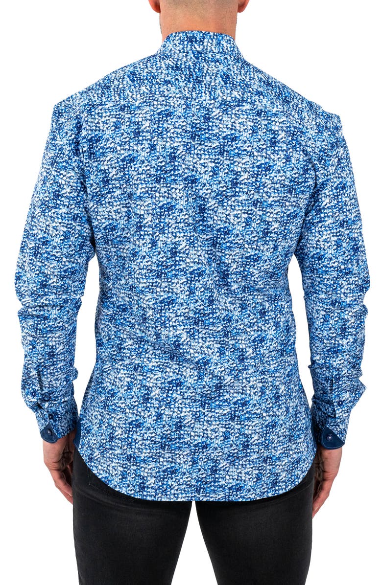 Maceoo Einstein Stretchie Cubes Button-Up Shirt, Alternate, color, Blue