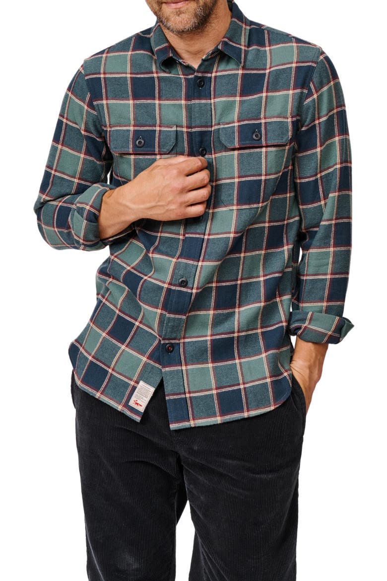 Crowle Button Up Flannel Shirt, Alternate, color, Dark Green Check