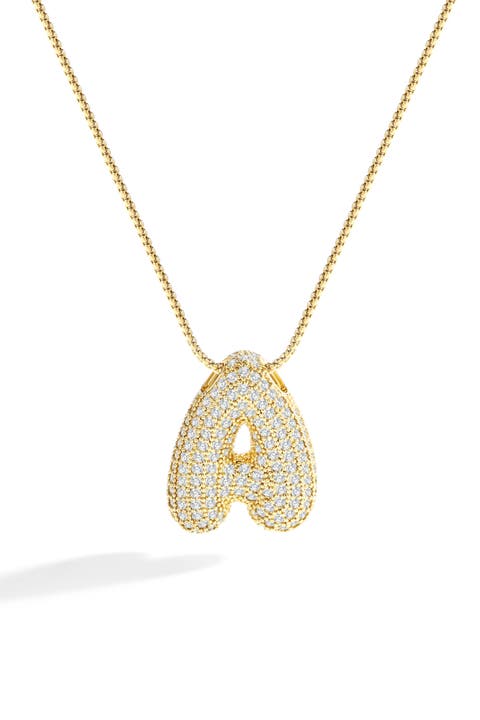 Pave Bubble Initial Necklace