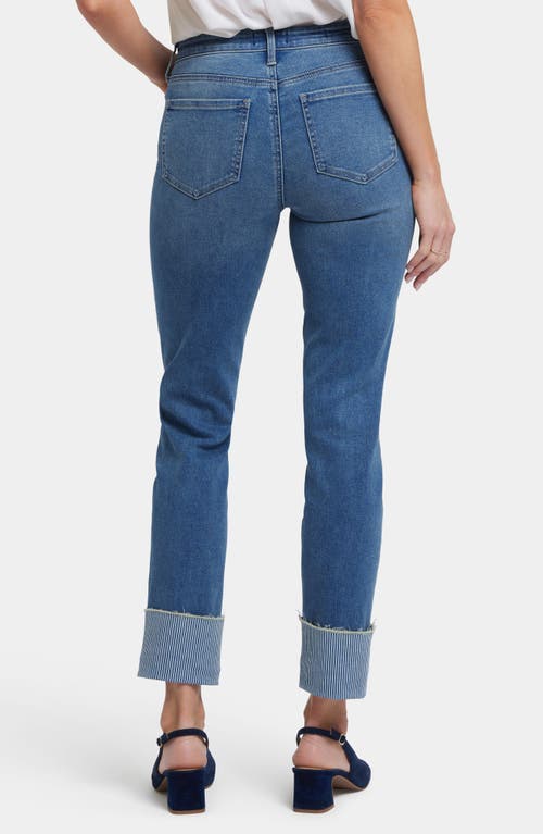 Nydj Sheri High Waist Stripe Cuff Slim Ankle Jeans In Costa Brava
