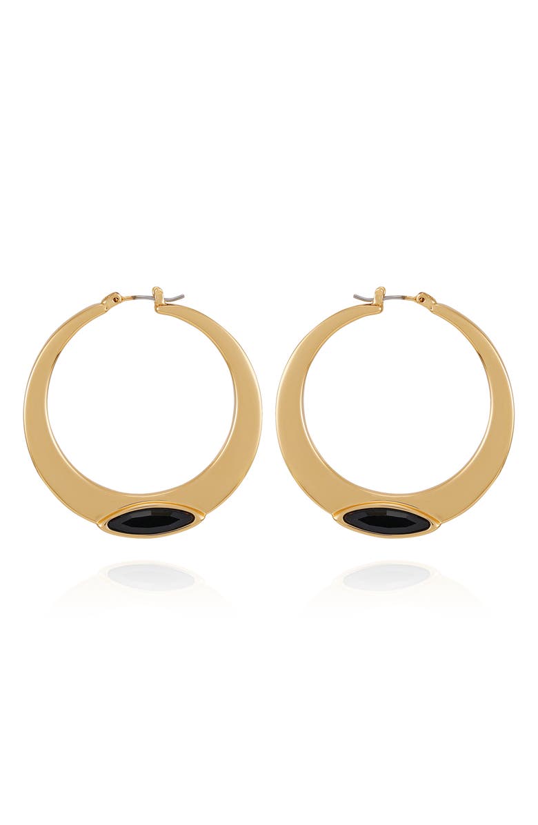 Vince Camuto Crystal Inlay Hoop Earrings, Main, color, Gold Tone