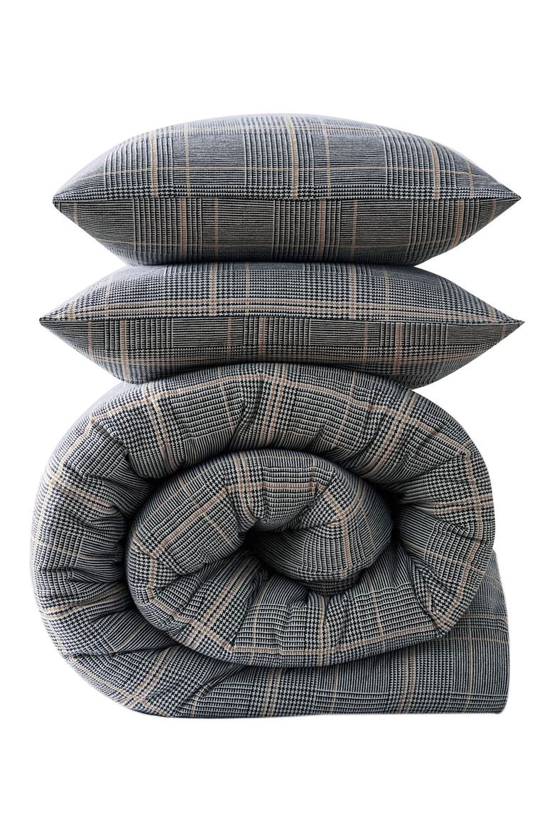 Sussex Plaid Comforter Set, Alternate, color, KHAKI BLACK