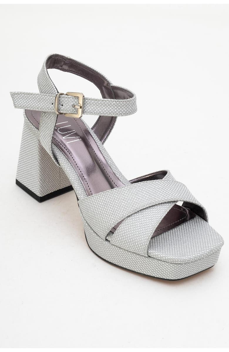 Prologue Shoes Lisbon Platform Block Heel Sandal, Main, color, Silver