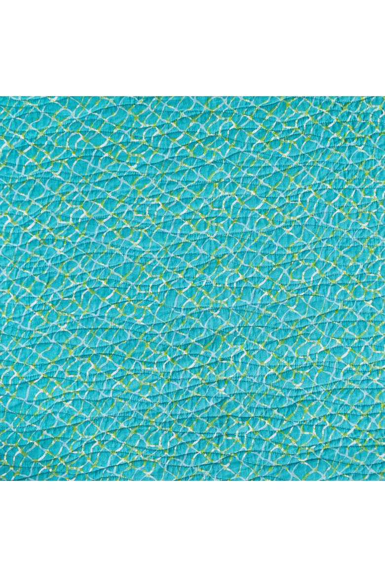 Santorini Coastal Beach Patchwork Embroidered and Applique Cotton Quilt Set  - Machine Washable, Alternate, color, Blue