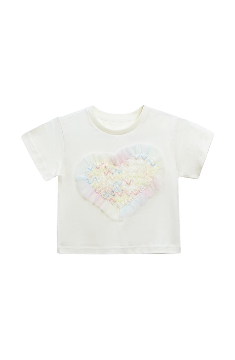 Mimi Tutu Rainbow Heart Applique T-Shirt, Main, color, Cream