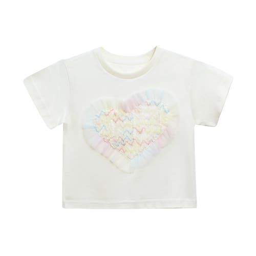 Mimi Tutu Heart-appliqué Cotton T-shirt In Cream