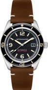SPINNAKER Fleuss Automatic Leather Strap Watch, 43mm