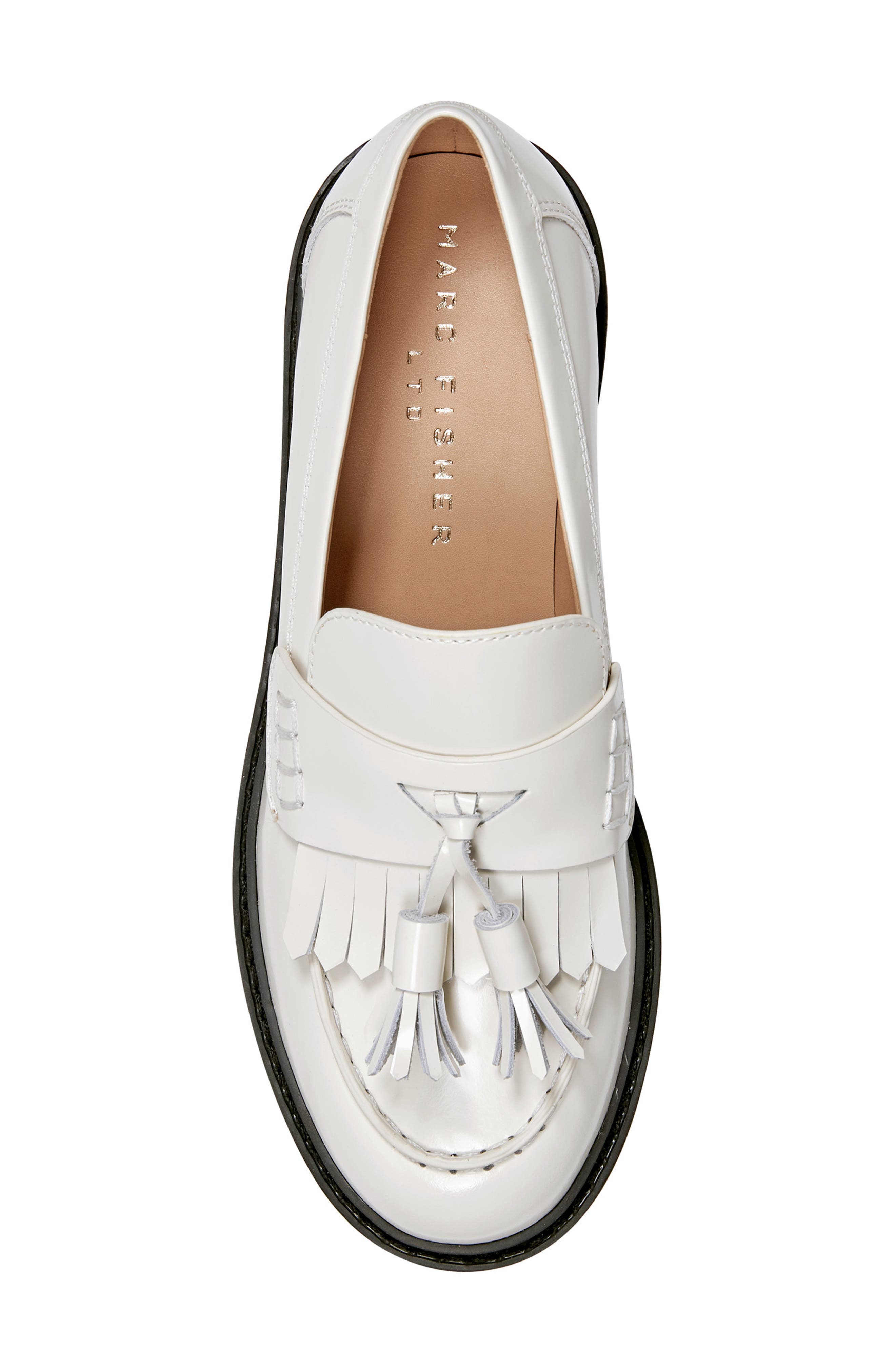 Marc Fisher LTD Ozzie Kiltie Lug Loafer, Alternate, color, Ivory