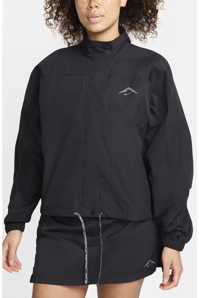 Trail Repel Water Repellent Running Jacket, Main, color, BLACK/ DARK SMOKE GREY