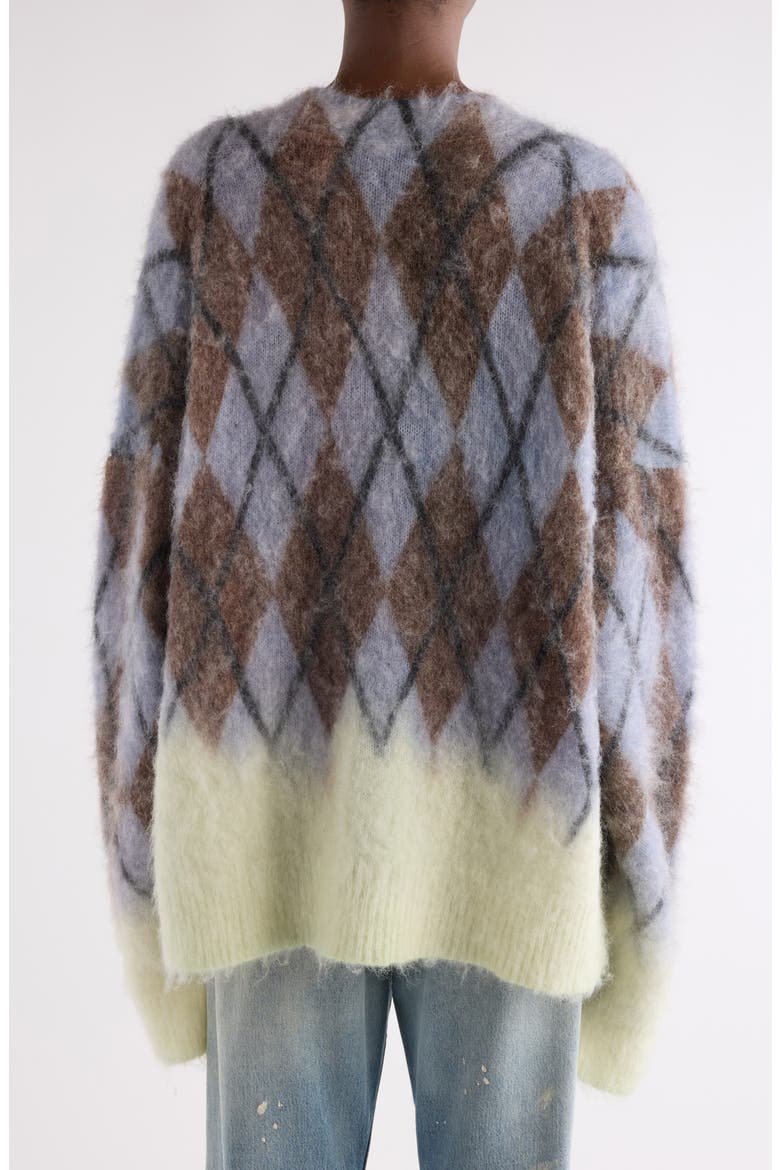 Katcher Argyle Mohair & Wool Blend Cardigan, Alternate, color, GREY/ BROWN