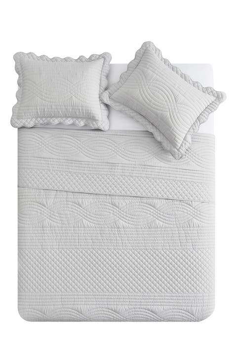 Scallop Microfiber Quilt Set