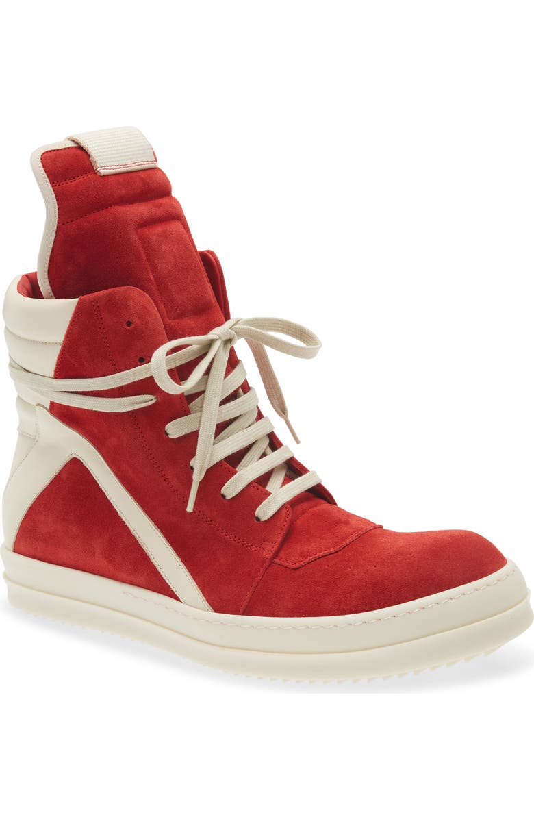Rick Owens Geobasket High Top Sneaker, Main, color, Carnelian/ Milk/ Milk