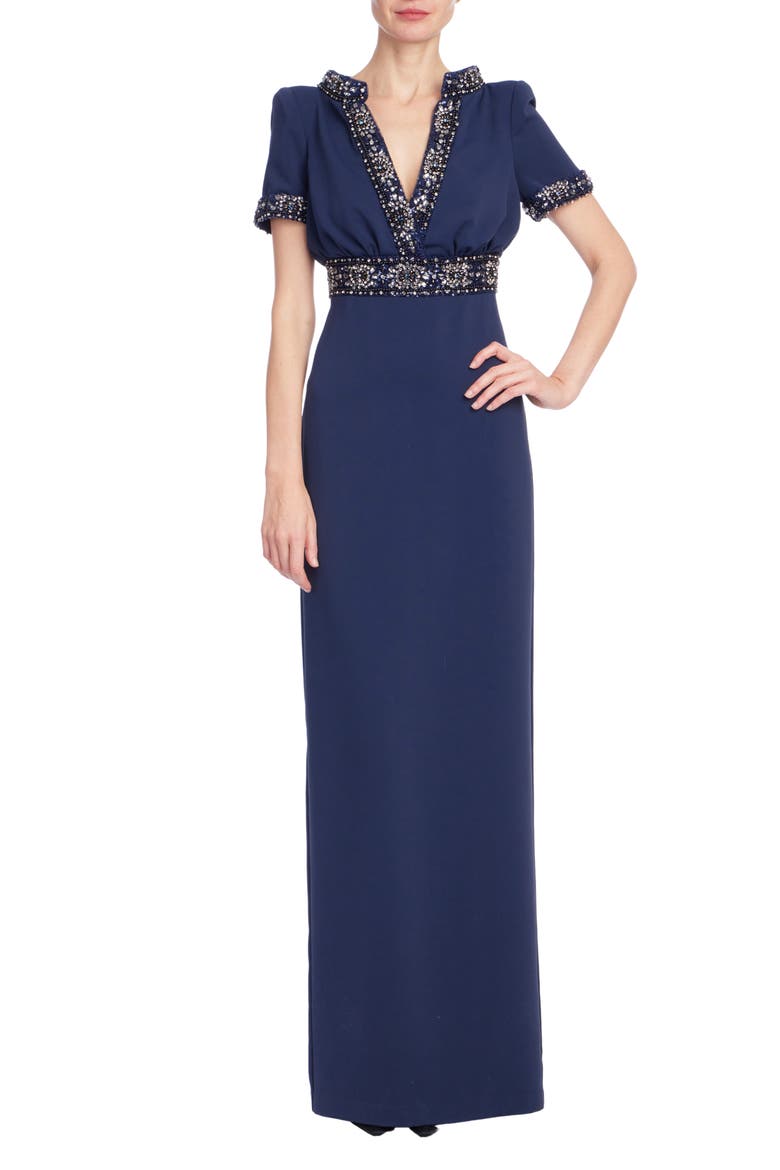 Beaded Embellished Gown, Main, color, NAVY