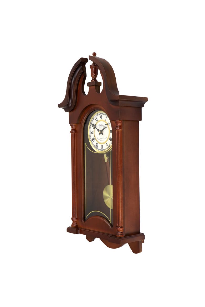 Delphine 27in Mahogany Chiming Pendulum Wall Clock, Alternate, color, Mahogany
