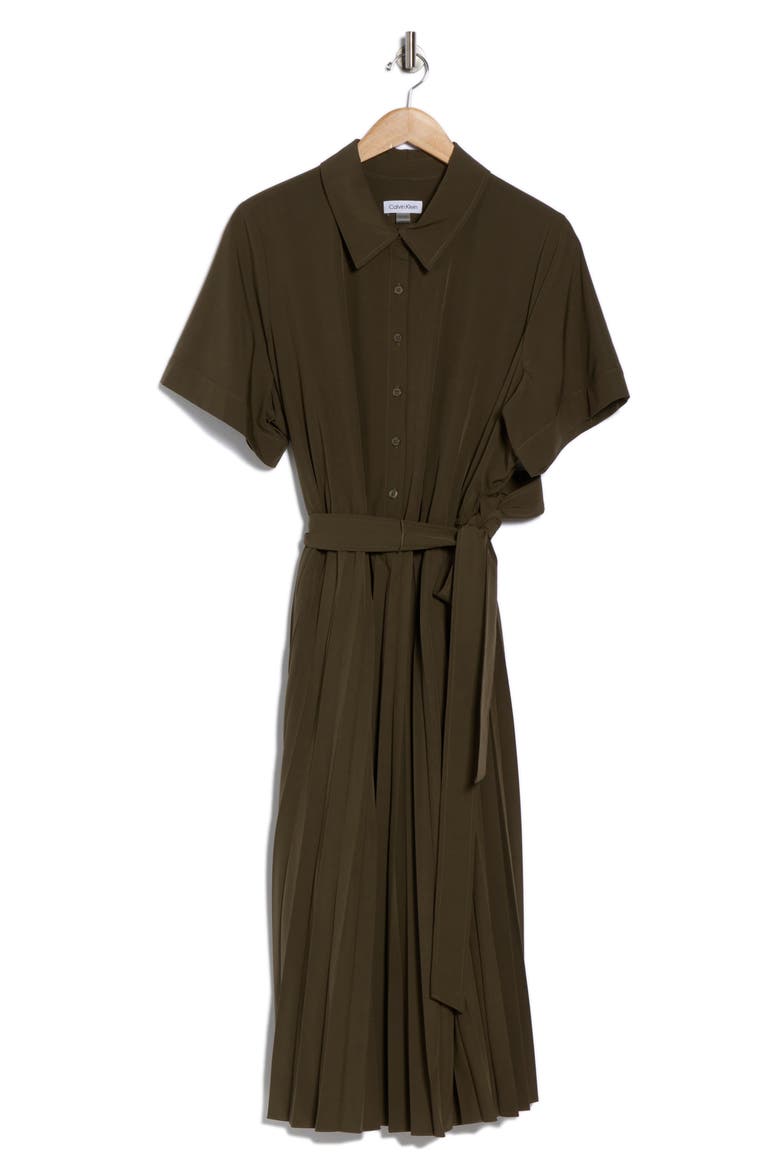 Pleated Shirdress, Alternate, color, CAPER