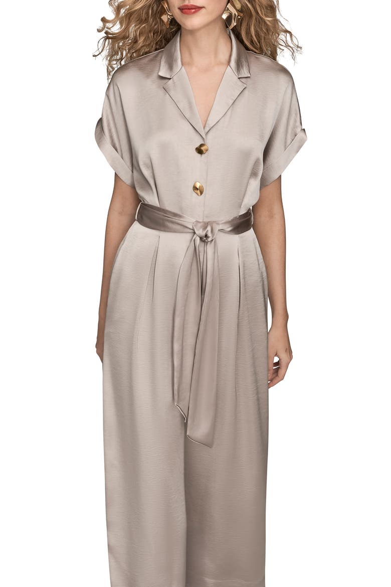 Tie Waist Satin Jumpsuit, Alternate, color, VAPOR
