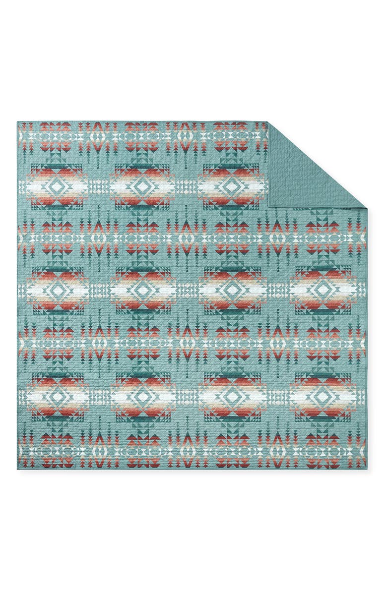 Pendleton Pilot Rock Cotton Quilt & Sham Set, Main, color, Jadeite