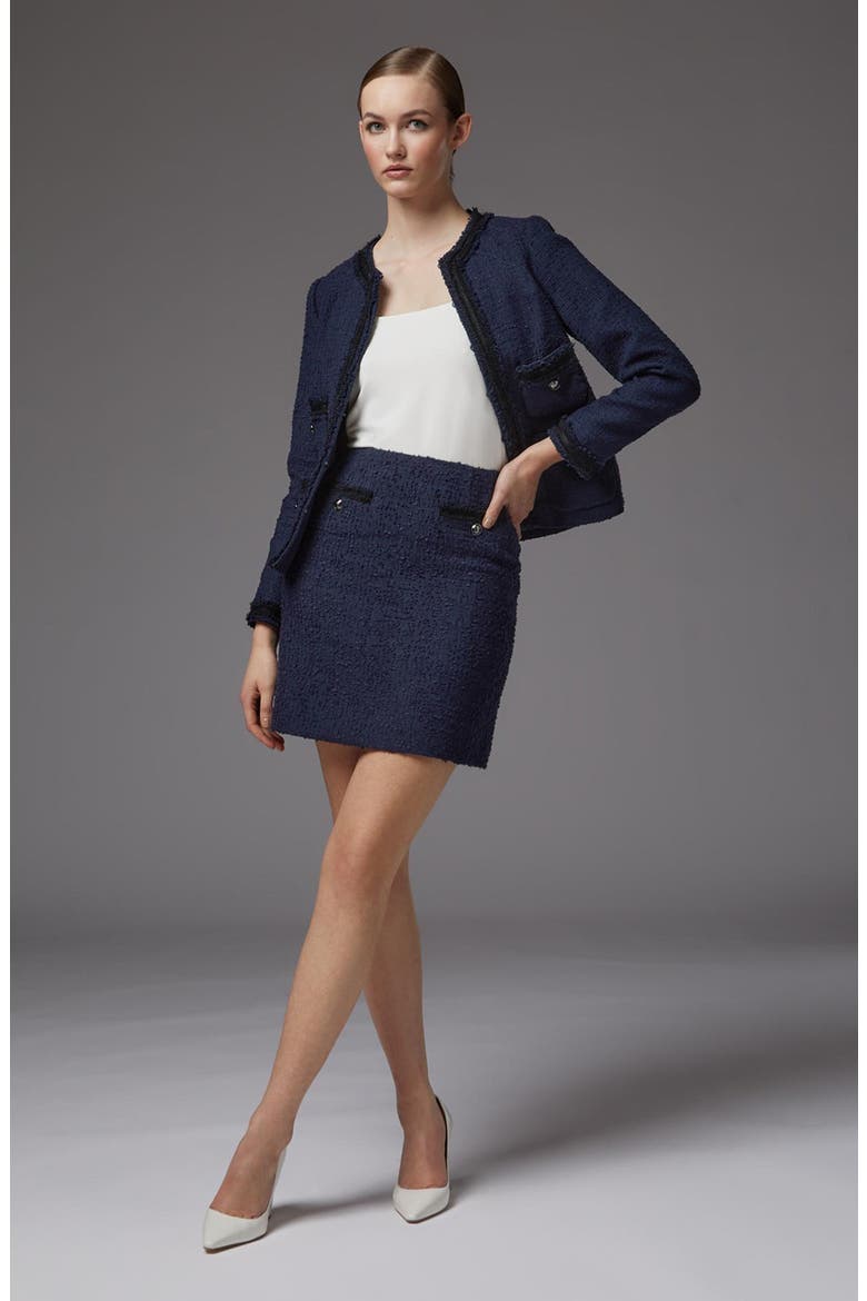 Charlee Tweed Miniskirt, Alternate, color, NAVY