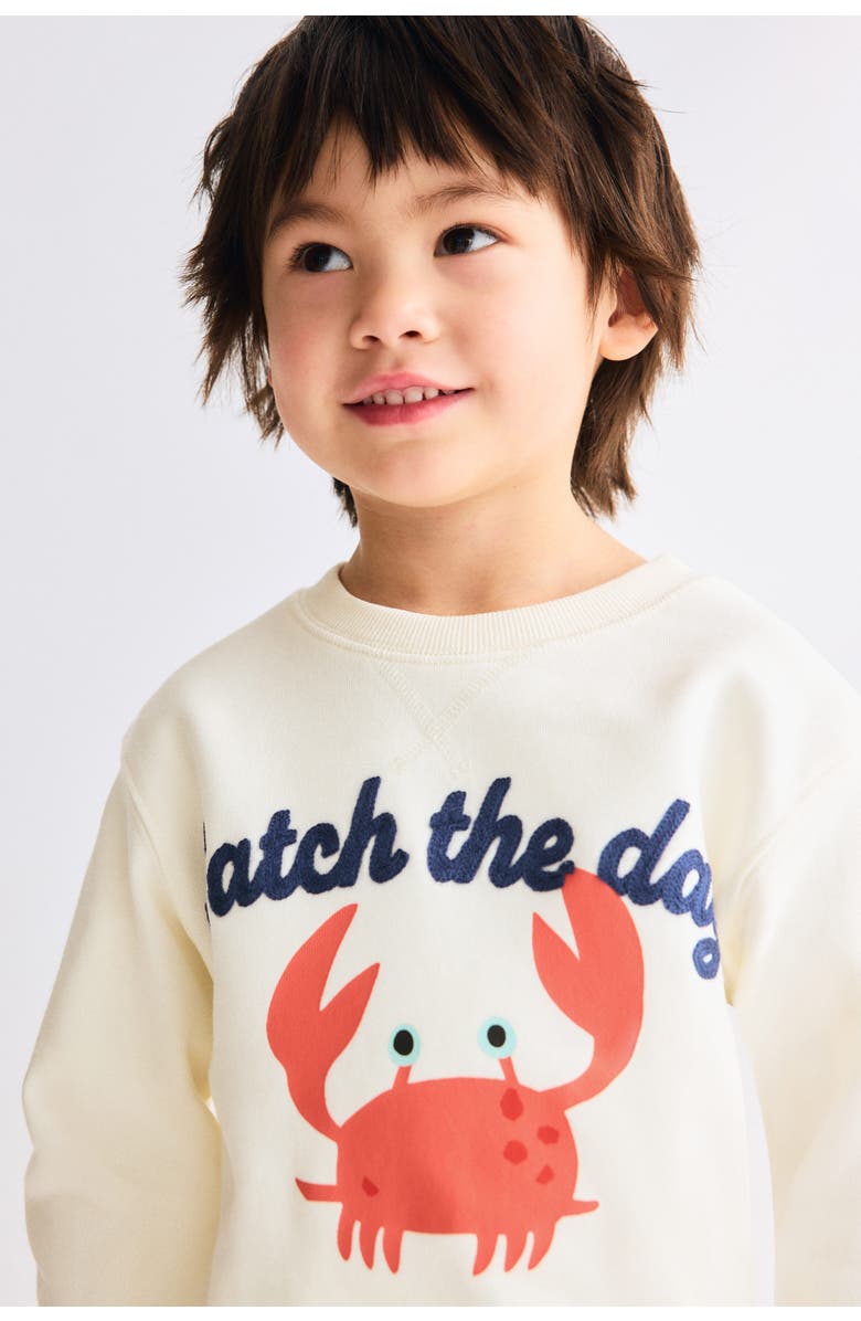 H&M Motif-detail Sweatshirt, Alternate, color, Cream/Crab