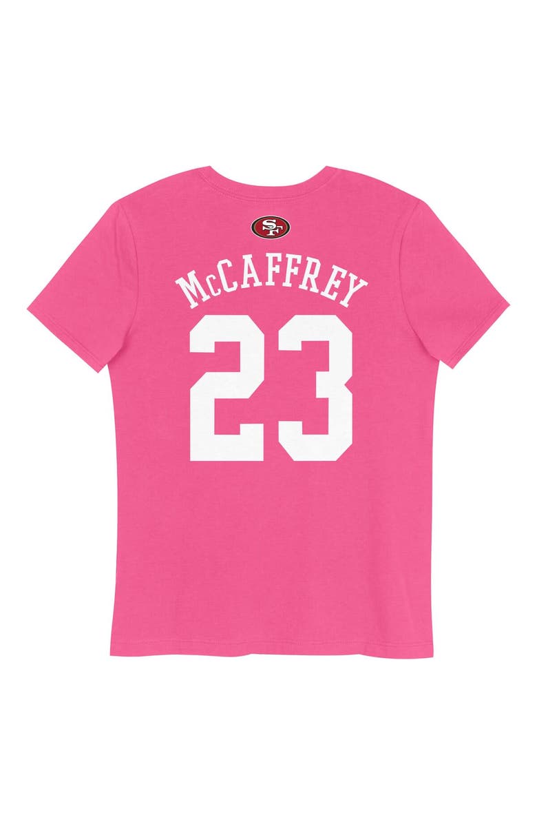 Nike Girls Youth Christian McCaffrey Pink San Francisco 49ers Player Name & Number T-Shirt, Alternate, color, Pink