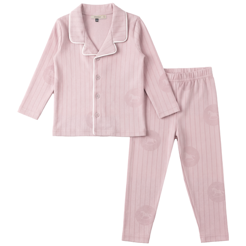 Youth 2-Piece Cotton Jersey Pajama Set - Lapel Shirt with Buttons and Elastic Waist Pants