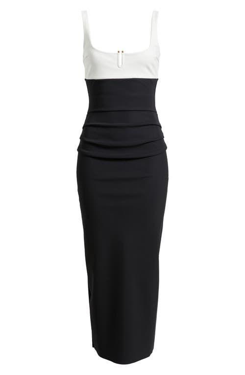 Shop Chiara Boni La Petite Robe Shohey Bic Colorblock Midi Dress In Black/white
