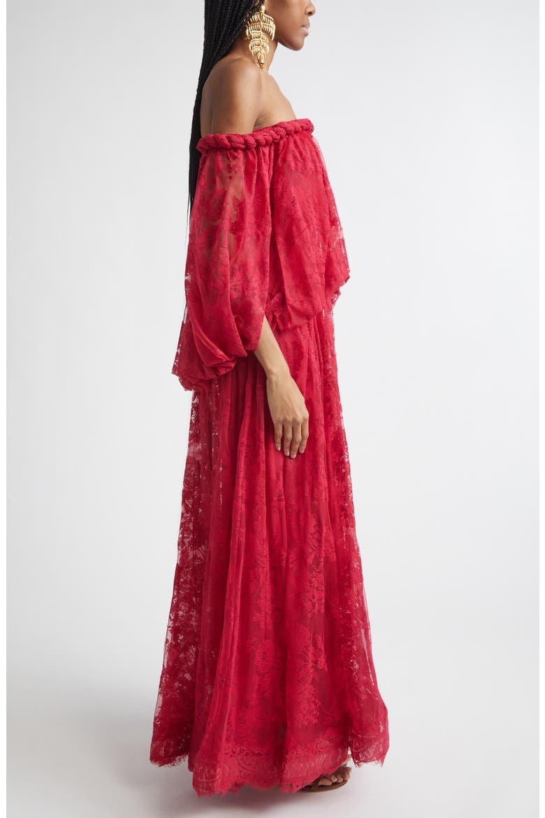 Luna Twist Lace Gown, Alternate, color, FUCHSIA