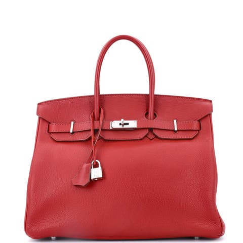 Birkin Handbag Red Togo with Palladium Hardware 35