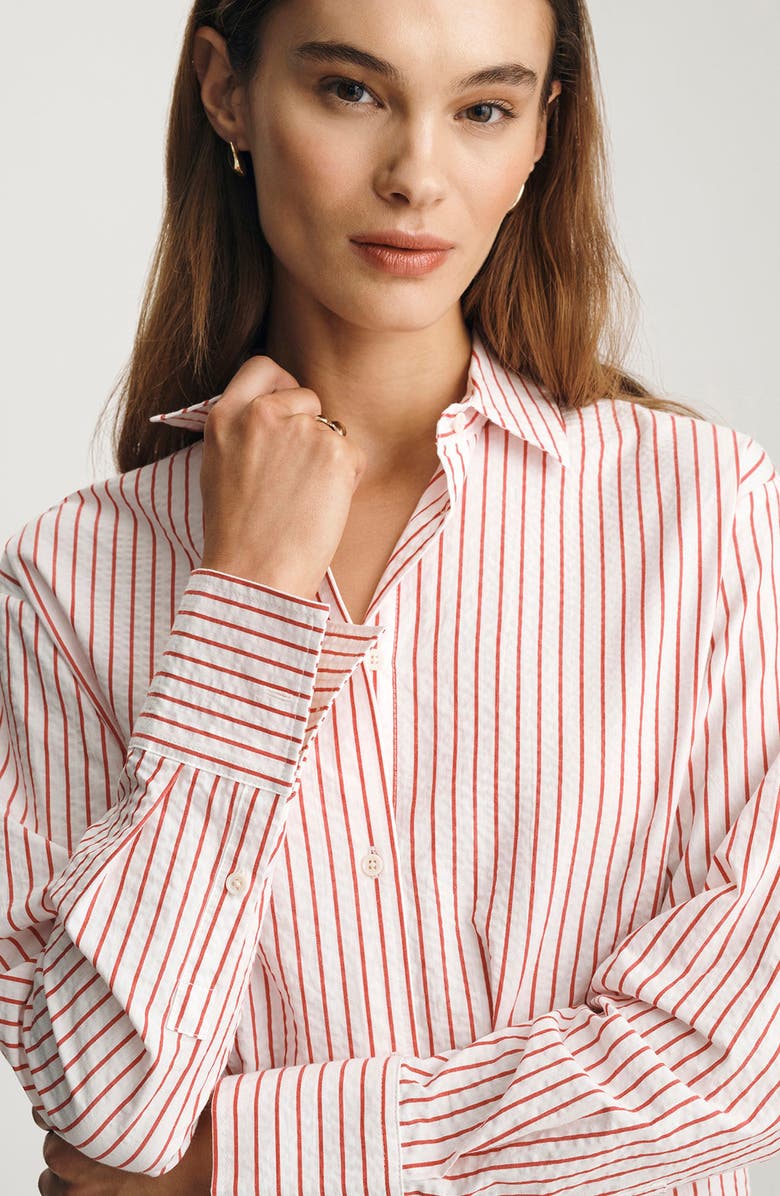 Mavi Jeans Stripe Relaxed Fit Stretch Cotton Button-Up Shirt, Alternate, color,