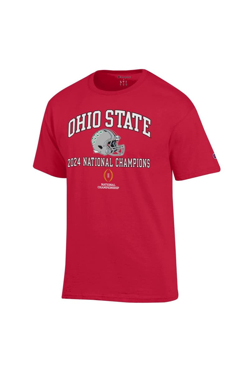 Champion Men's Champion Scarlet Ohio State Buckeyes College Football Playoff 2024 National Champions Helmet T-Shirt, Alternate, color, 