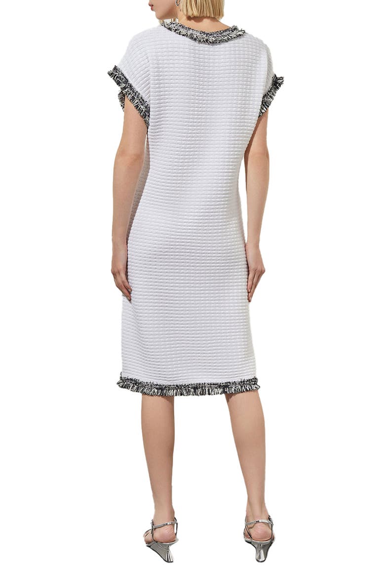 Modern Fit Fringe Trim Tweed Dress, Alternate, color, WHITE/BLACK