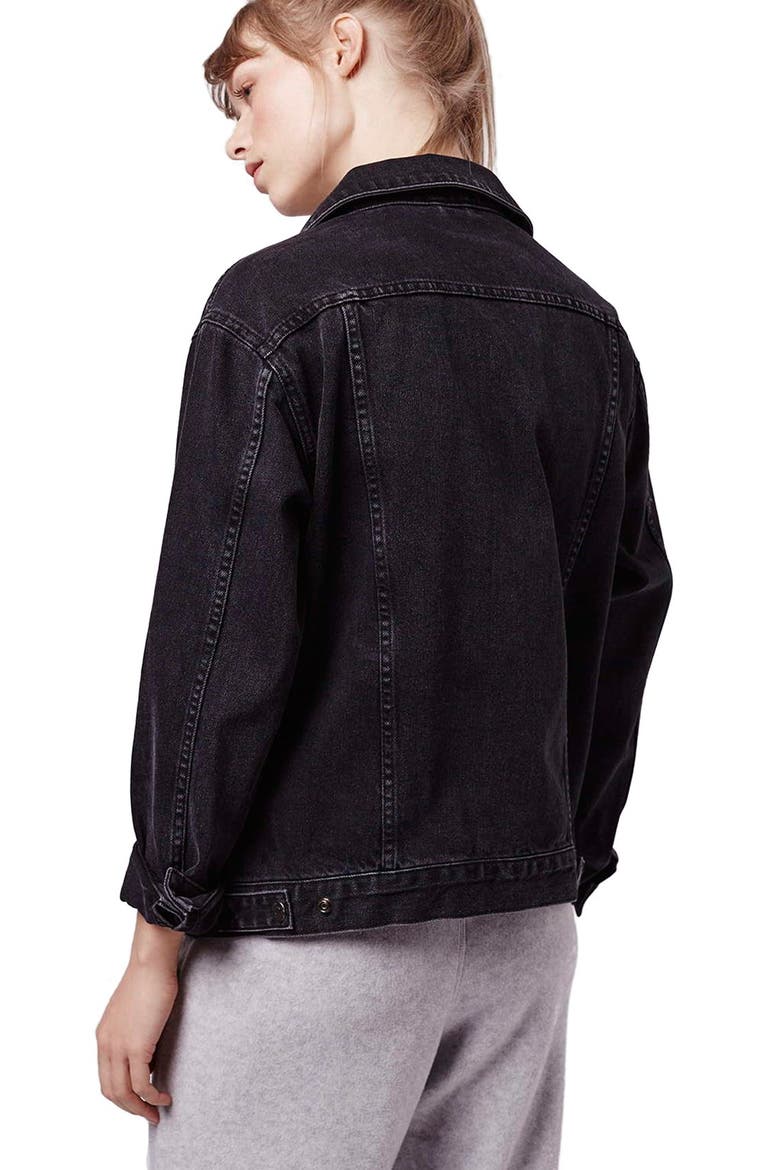 Oversize Denim Jacket, Alternate, color, BLACK