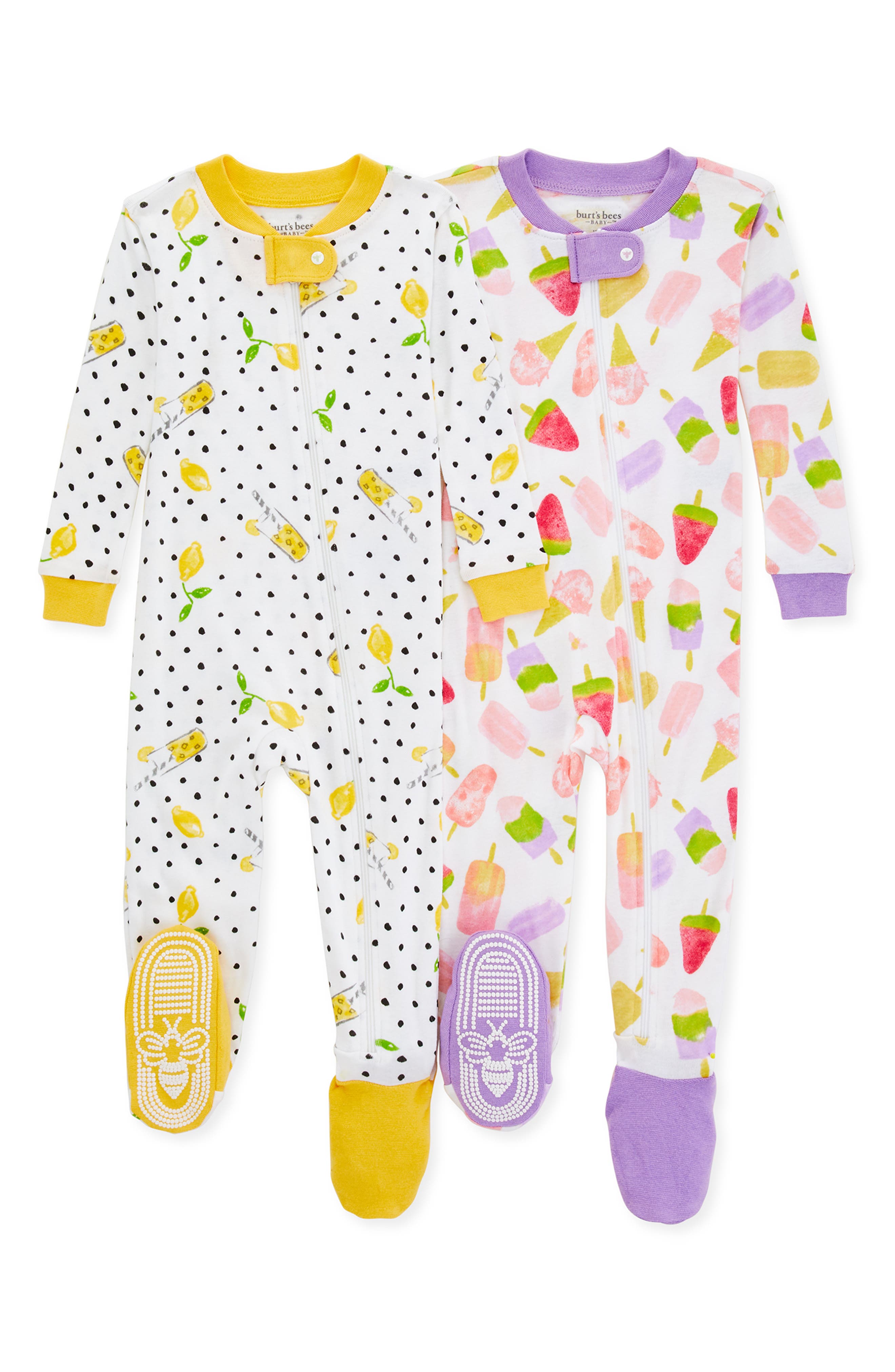Burt's Bees Lemonade Stand Assorted 2-Pack Fitted One-Piece Organic ...