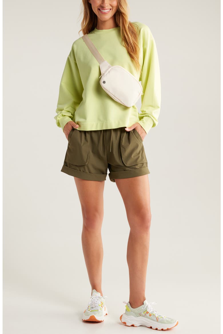 Swoop Crewneck Sweatshirt, Alternate, color, GREEN FINCH