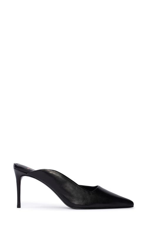 Black Suede Studio Asymmetrical Leather Stiletto Mule Pumps In Black Leather