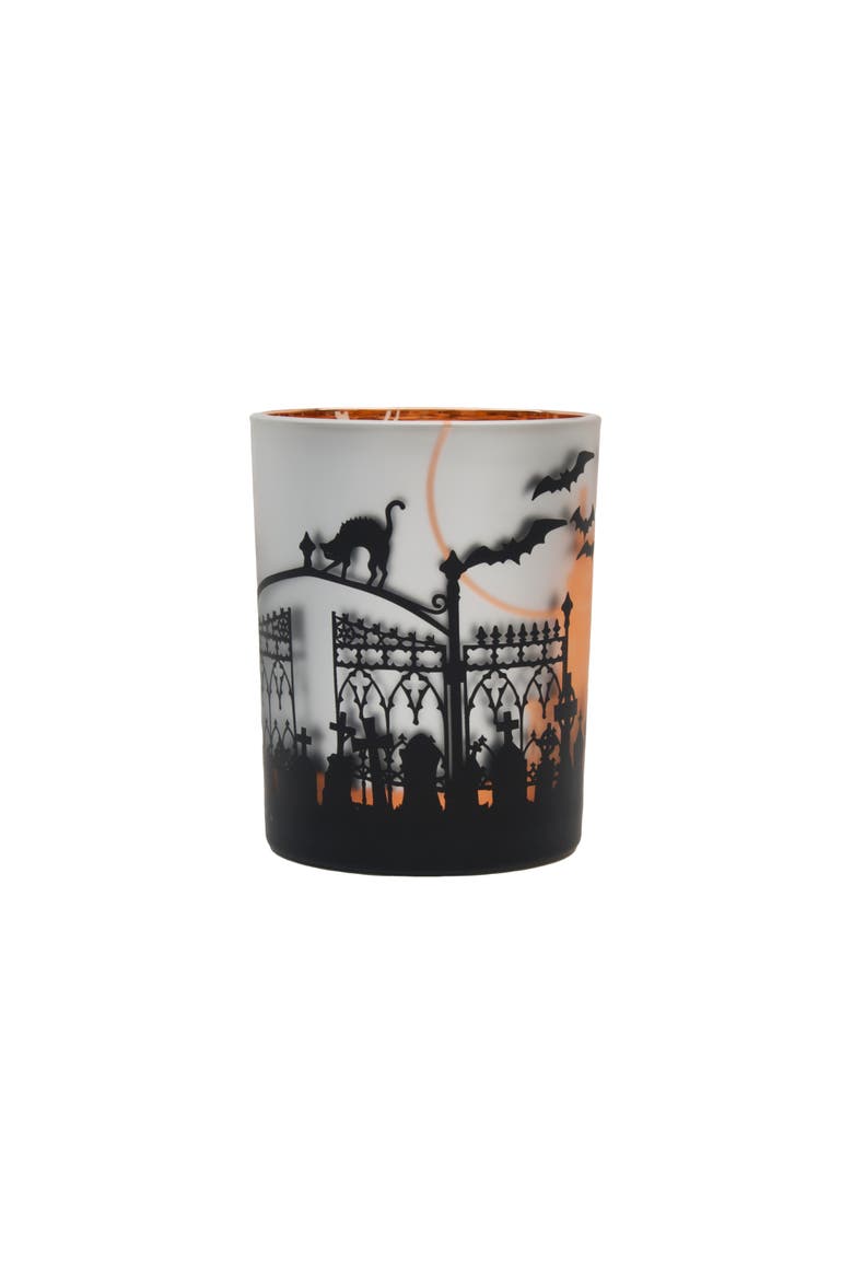 5" Tall x 4" Wide Haunted Mansion Halloween Glass Container Medium, Main, color, Orange