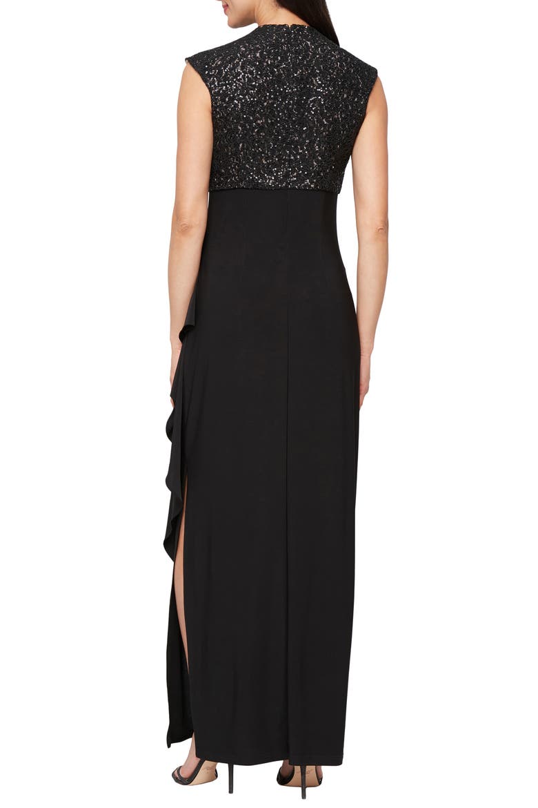 Sequin Empire Waist Sleeveless Gown, Alternate, color, BLACK/ NUDE