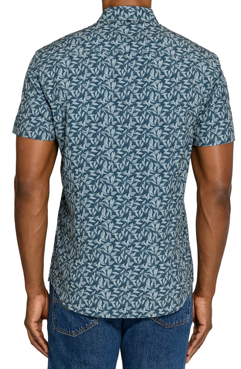 W.R.K Leaf Print Short Sleeve Button-Up Shirt, Alternate, color, Green