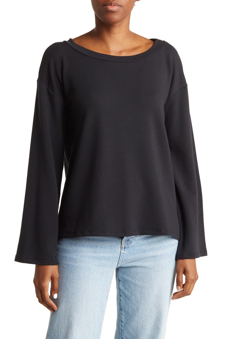 Spring Crewneck Sweater, Main, color, BLACK