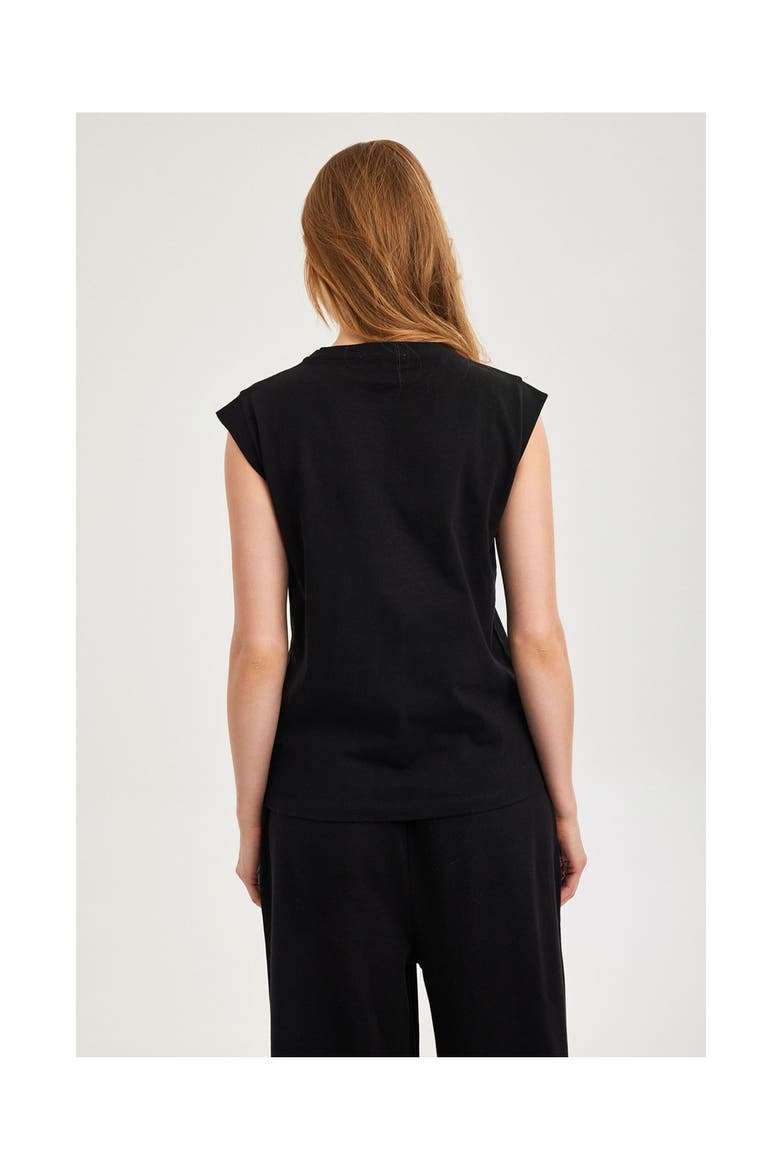 Summer Lounge Cotton Sleeveless Top, Alternate, color, Black