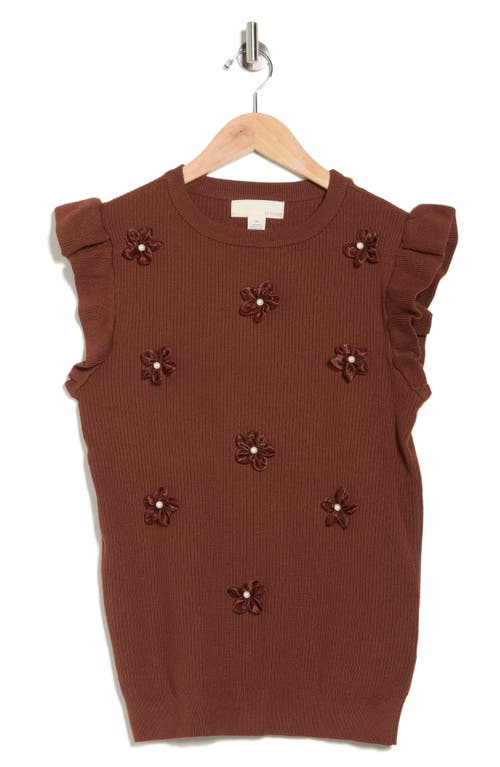 By Design Florina Embellished Sweater In Brown